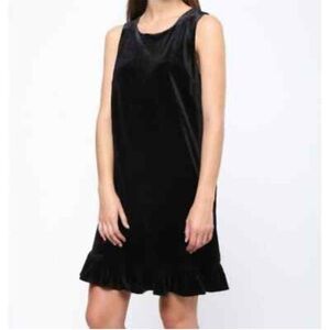 Mo:Vint Sleeveless Ruffle Flounce Hem Shift Dress Black Cupra Evening-Medium